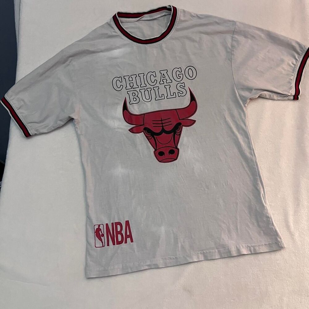 Vtg 90s Chicago Bulls Ringer T Shirt NBA Basketball Single Stitch Mens M
